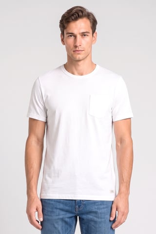 Men Crew Neck Short Sleeve Plain T-Shirt, White