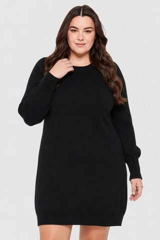 Women Knitted Long Sleeve Sweater Dress, Black