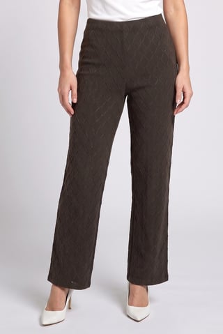 Women Regular Fit Diamond Pattern Flare Pants, Olive