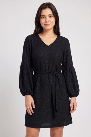Women Metallic Sheath Dress, Black