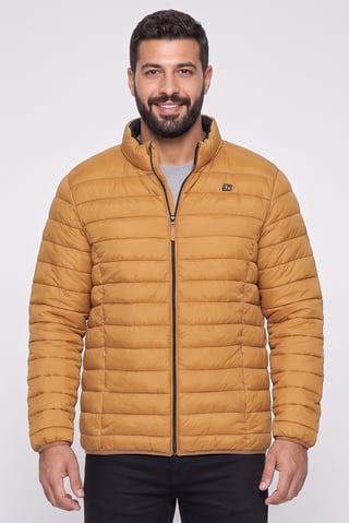 Men Quilted Puffer Jacket, Tan