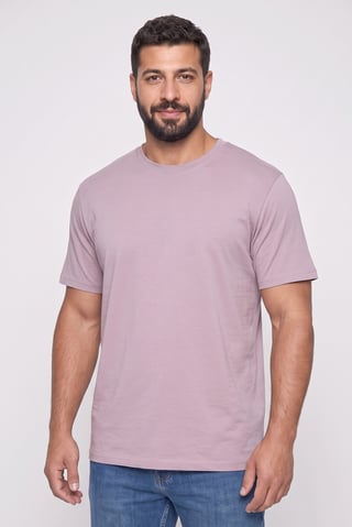 Men Crew Neck Short Sleeve Plain T-Shirt, Mauve