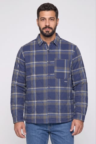 Men Checkered Long Sleeve Jacket Shirt, Multicolor