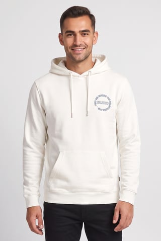 Men Brand Logo Long Sleeve Hoodie, White