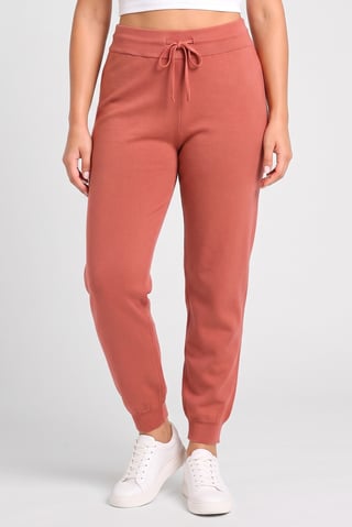 Women Regular Fit Textured Sweatpants, Rust
