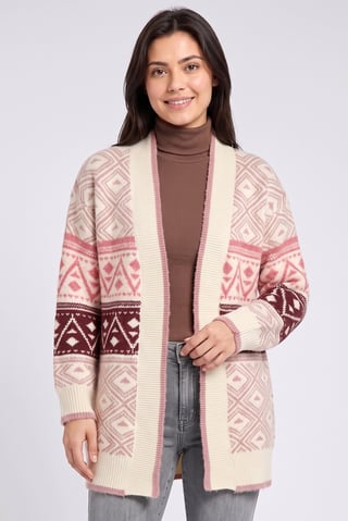 Women Split Neck Knitted Cardigan, Multicolor