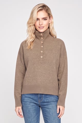 Women Spread Collar Knitted Sweater, Olive