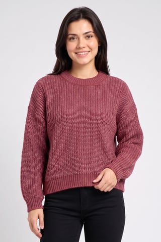 Women Crew Neck Knitted Sweater, Multicolor