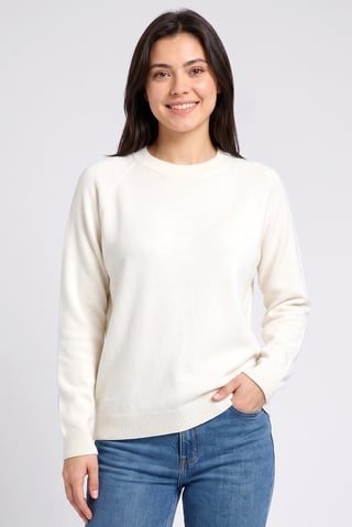 Women Crew Neck Knitted Sweater, Off White