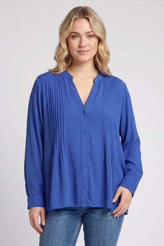Women V-Neck Long Sleeve Textured Blouse, Blue