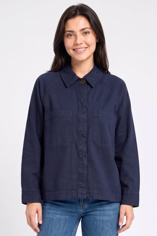 Women Solid Jacket Shirt, Dark Navy