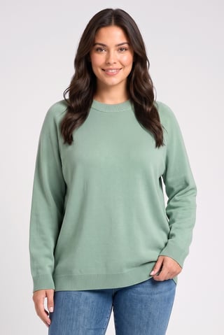 Women Crew Neck Knitted Sweater, Mint Green