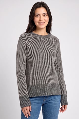 Women Crew Neck Knitted Sweater, Grey