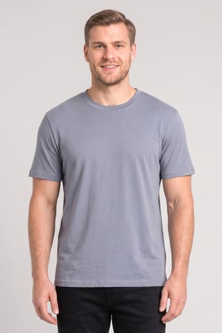 Men Crew Neck Short Sleeve Plain T-Shirt, Slate Grey