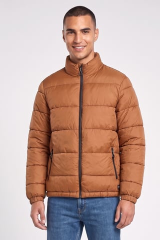 Men Quilted Puffer Jacket, Brown
