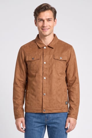 Men Textured Jacket Shirt, Brown