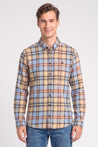 Men Regular Fit Long Sleeve Checkered Casual Shirt, Multicolor