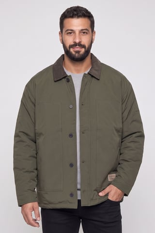 Men Plain Bomber Jacket, Dark Olive