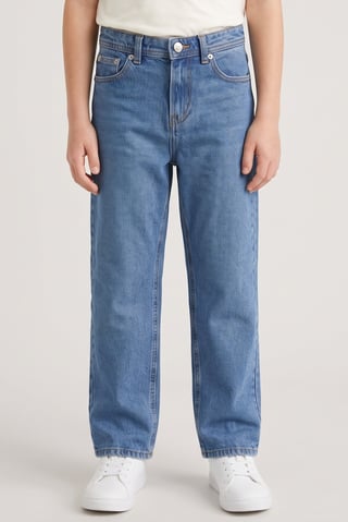 Kids Boy Relaxed Fit Solid Denim Jeans, Blue