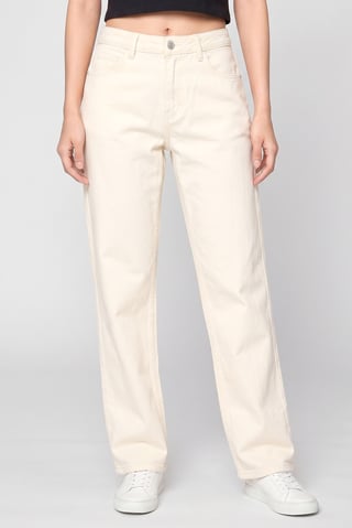 Women Regular Fit Solid Wide Leg Pants, Off White