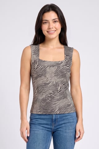 Women Square Neck Sleeveless Animal Print Tank Top, Multicolor