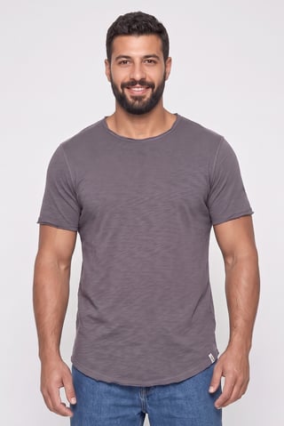 Men Crew Neck Short Sleeve Plain T-Shirt, Dark Grey