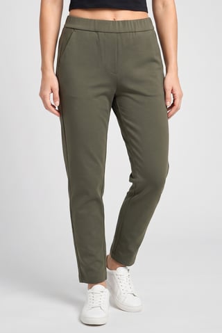 Women Regular Fit Plain Straight Leg Pants, Dark Olive