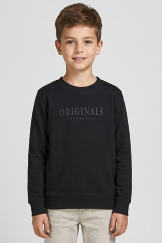 Kids Boy Brand Logo Long Sleeve Sweatshirt, Black