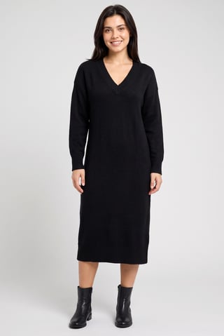 Women Knitted Sweater Dress, Black
