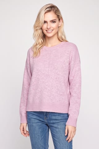 Women Crew Neck Knitted Sweater, Pink