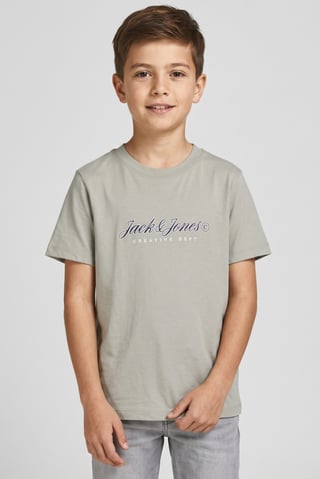 Kids Boy Short Sleeve Brand Logo T-Shirt, Light Sage