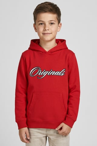 Kids Boy Long Sleeve Graphic Print Hoodie, Red