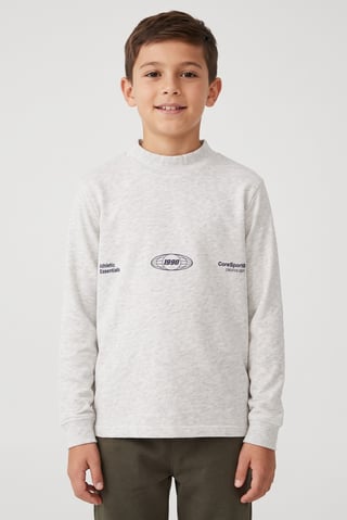 Kids Boys Graphic Printed Long Sleeve Sweatshirt, Heather Grey