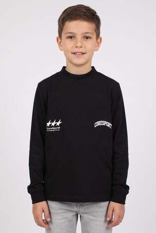Kids Boy Graphic Print Long Sleeve Sweatshirt, Black