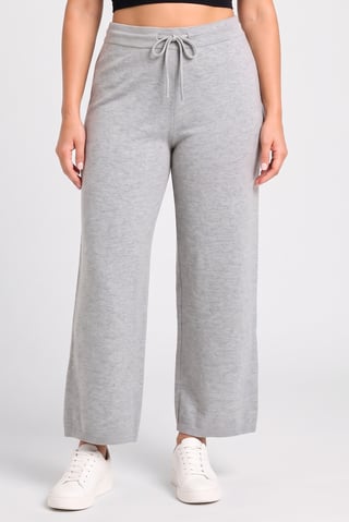Women Regular Fit Knitted Wide Leg Pants, Grey