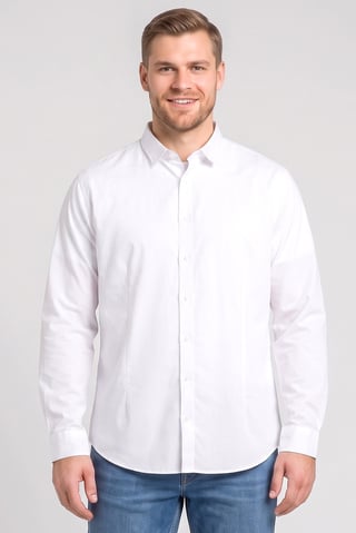 Men Slim Fit Solid Long Sleeve Casual Shirt, White