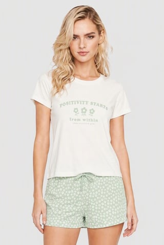 Women 2 Pieces Graphic Print T-Shirt And Shorts Sleepwear Set, Multicolor