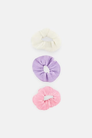 Kids Girl 3 Pcs Textured Scrunchies, Multicolor