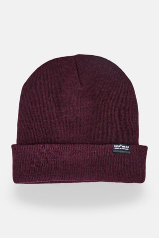Men Solid Beanie Hat, Burgundy