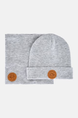 Men 2 Pcs Knitted Beanie, Grey
