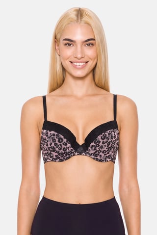 Women Animal Print Wired Padded Bra, Multicolor