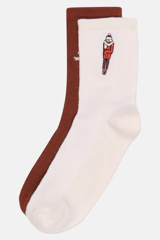 Women 2 Pairs Embroidered Ankle Socks, Multicolor
