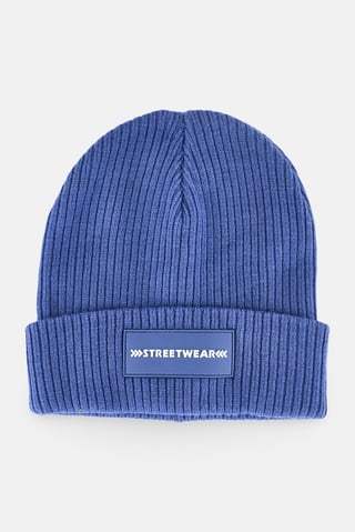 Kids Boy Graphic Print Beanie Hat, Slate Blue