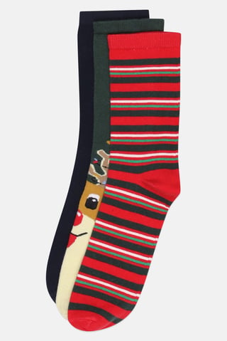 Men 3 Pairs Graphic Print Crew Socks, Multicolor
