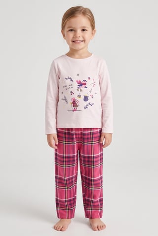 Toddlers Girl 2 Pieces Graphic Print Top And Pants Sleepwear Set, Multicolor