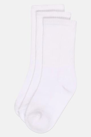 Toddlers Girl 3 Pairs Ribbed Crew Socks, White