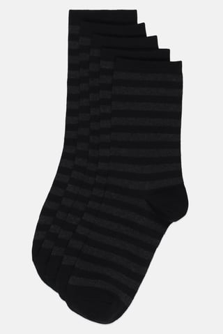 Men 5 Pairs Stripe Crew Socks, Multicolor