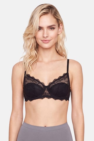 Women Lightly Padded Underwired Bra, Black