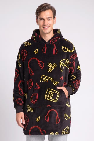 Men Allover Print Hooded Sleepwear, Multicolor