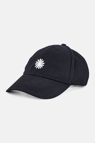 Women Embroidered Adjustable Buckle Closure Cap, Black